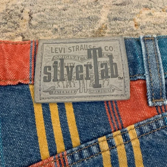 Levi’s Silver Tab Baggy Denim Striped Shorts - Picture 6 of 8